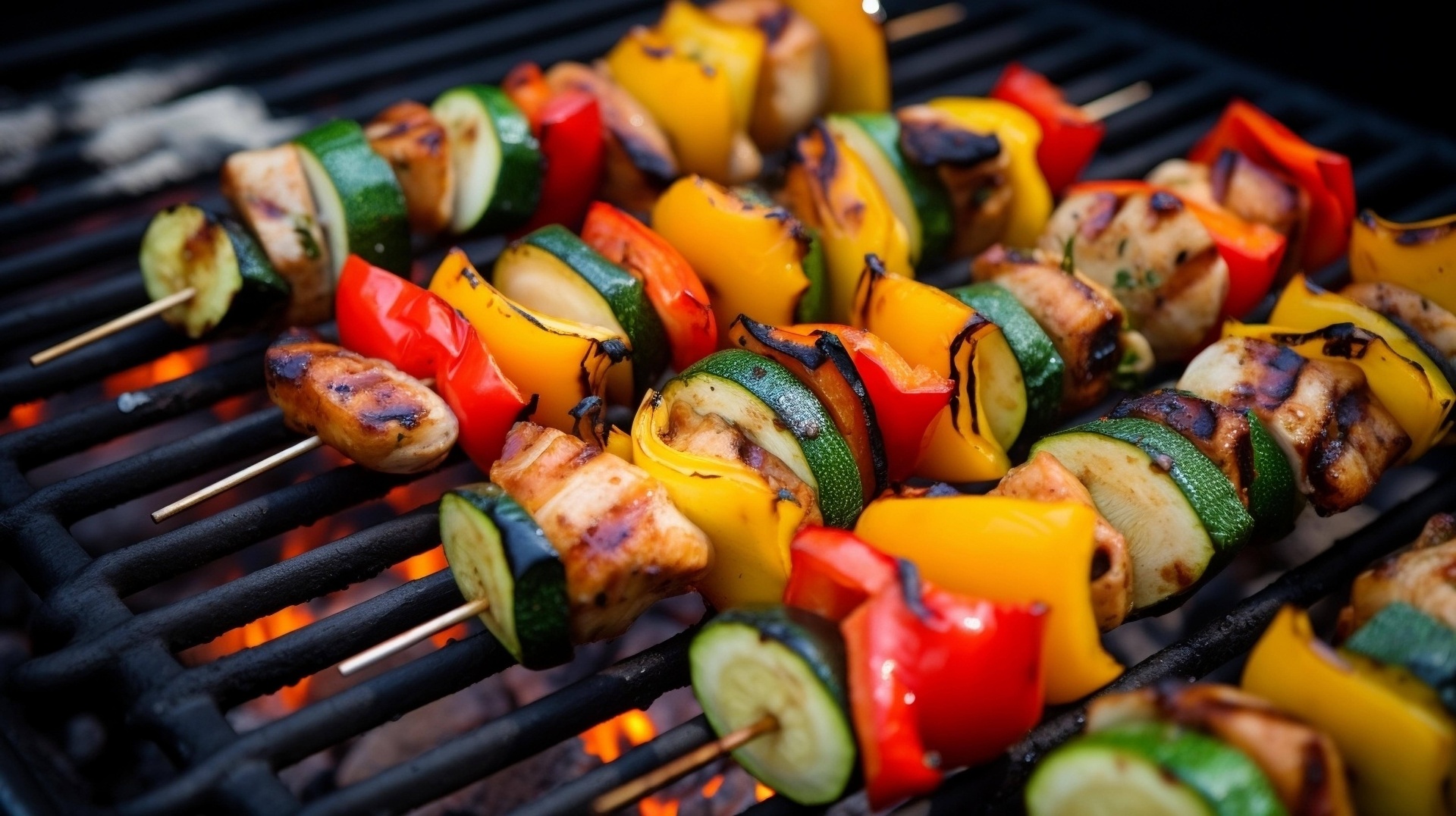 Colorful grilled skewers
